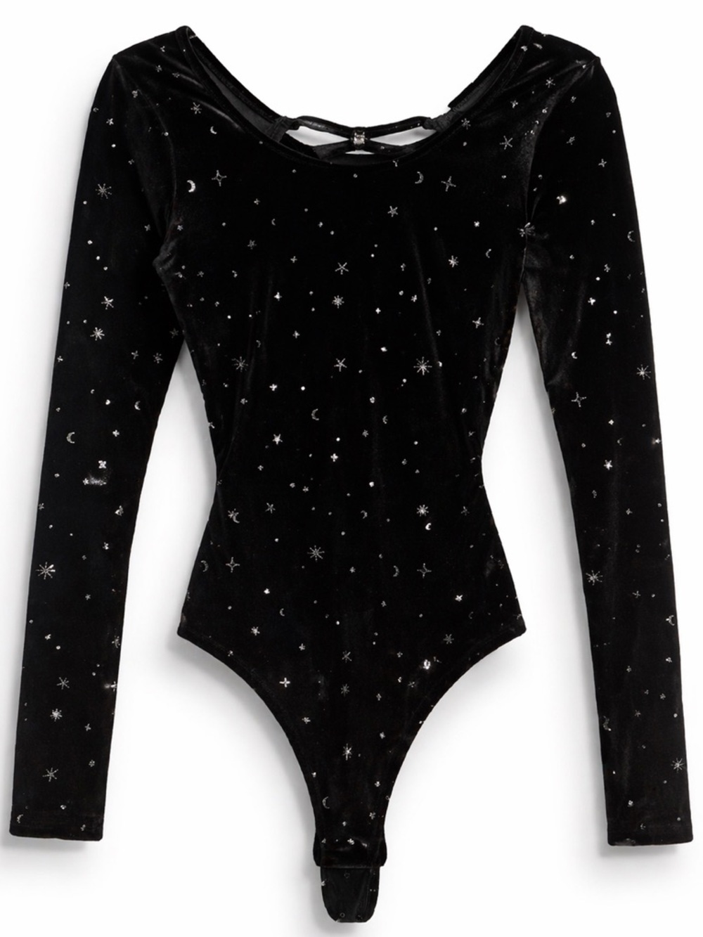 Wild Fable Star Mesh Bodysuit S Sheer Long Sleeve Y2K Grunge Black